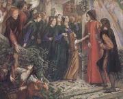 Beatrice Meeting Dante at a Marriage Feast,Denies him her Salutation (mk28), Dante Gabriel Rossetti